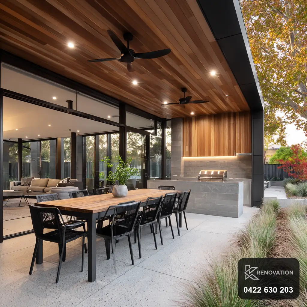 Outdoor dining and garden from a Hoppers Crossing renovation by KRenovation