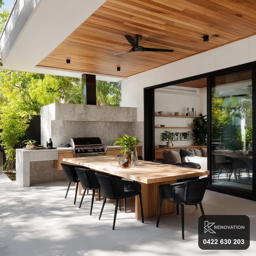 Covered alfresco entertaining area in a Hoppers Crossing renovation by KRenovation