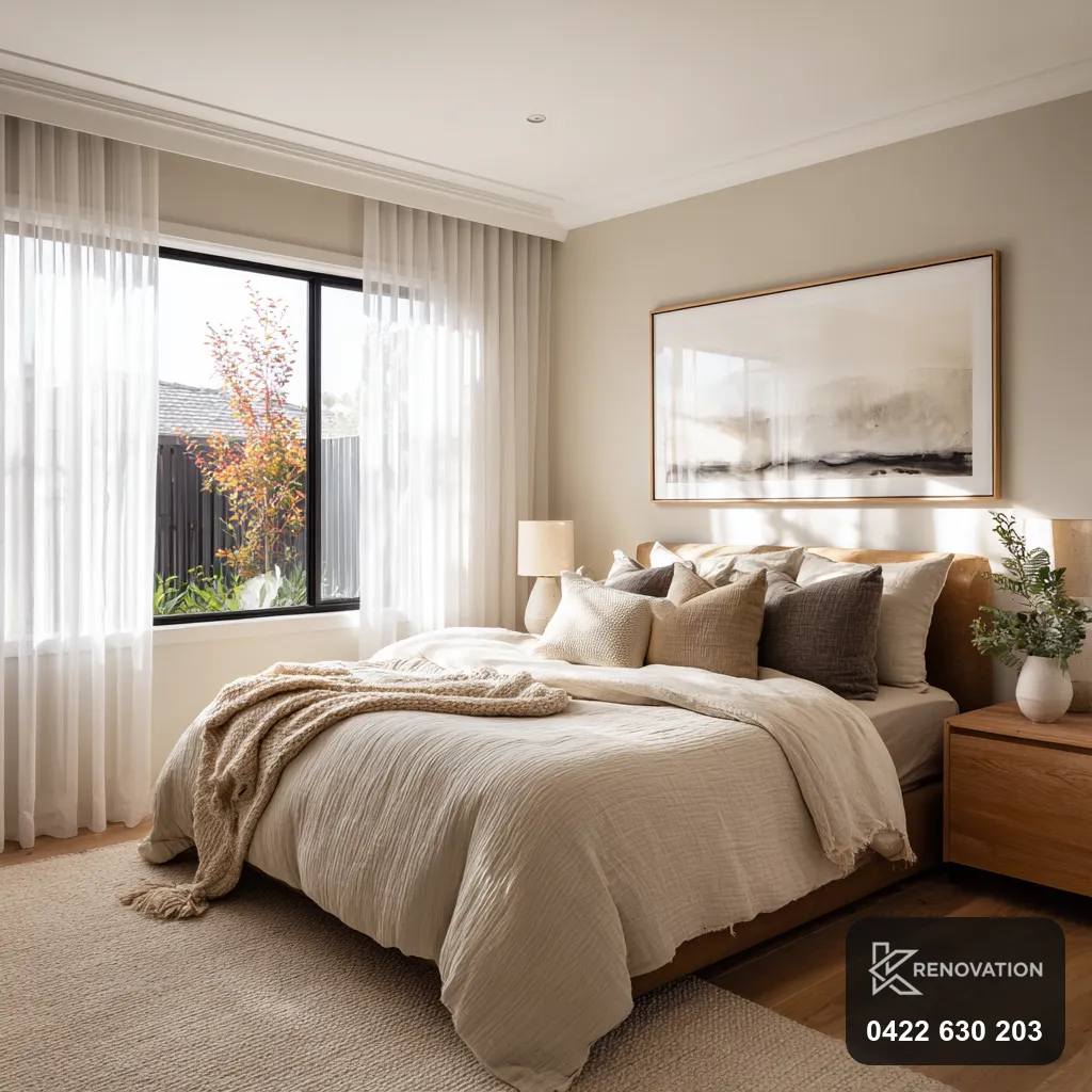 Renovated master bedroom in a Yarraville home by KRenovation