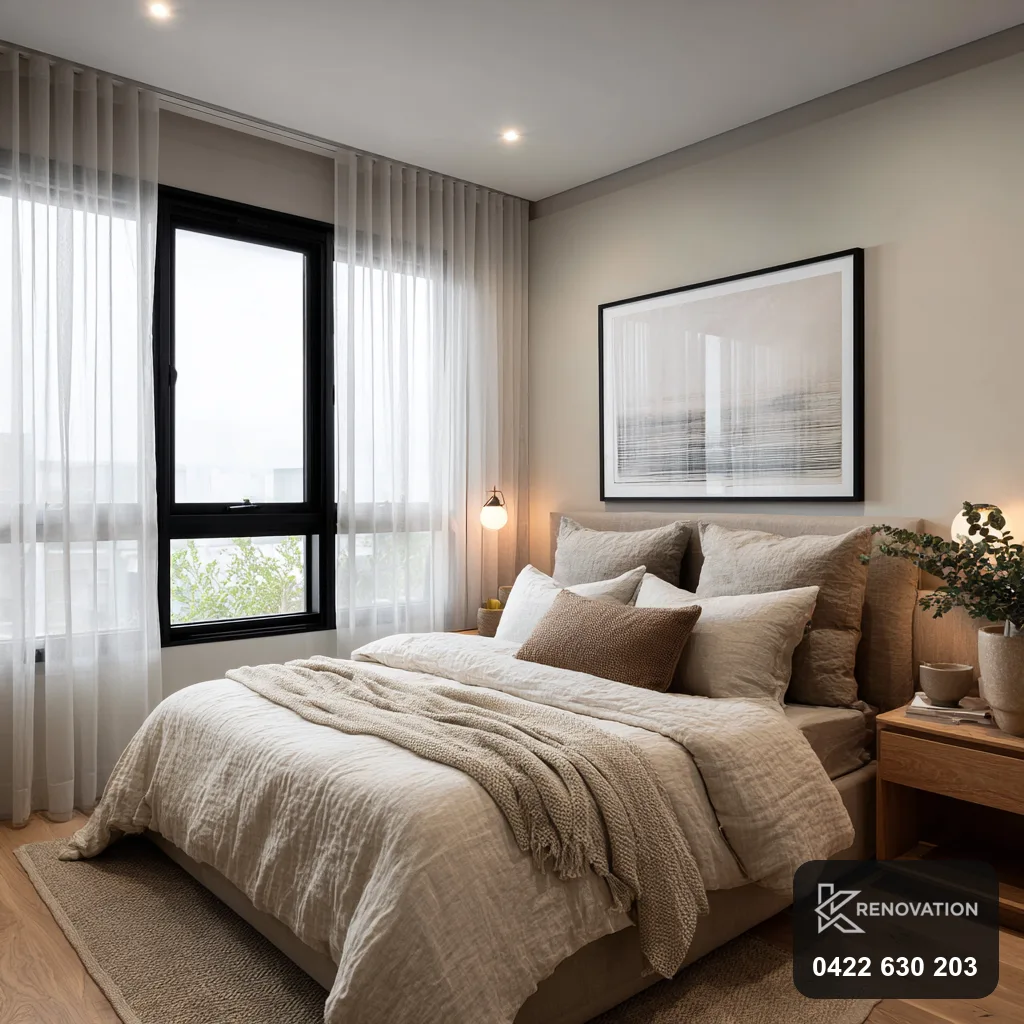 Renovated master bedroom in a Williamstown home by KRenovation