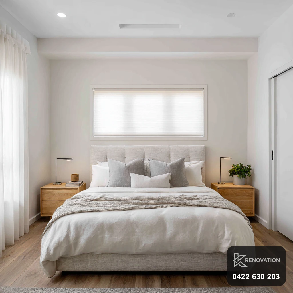 Renovated bright master bedroom in a Newport home by KRenovation