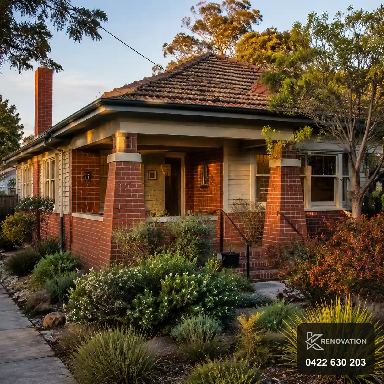 Restored Californian bungalow exterior in Yarraville by KRenovation
