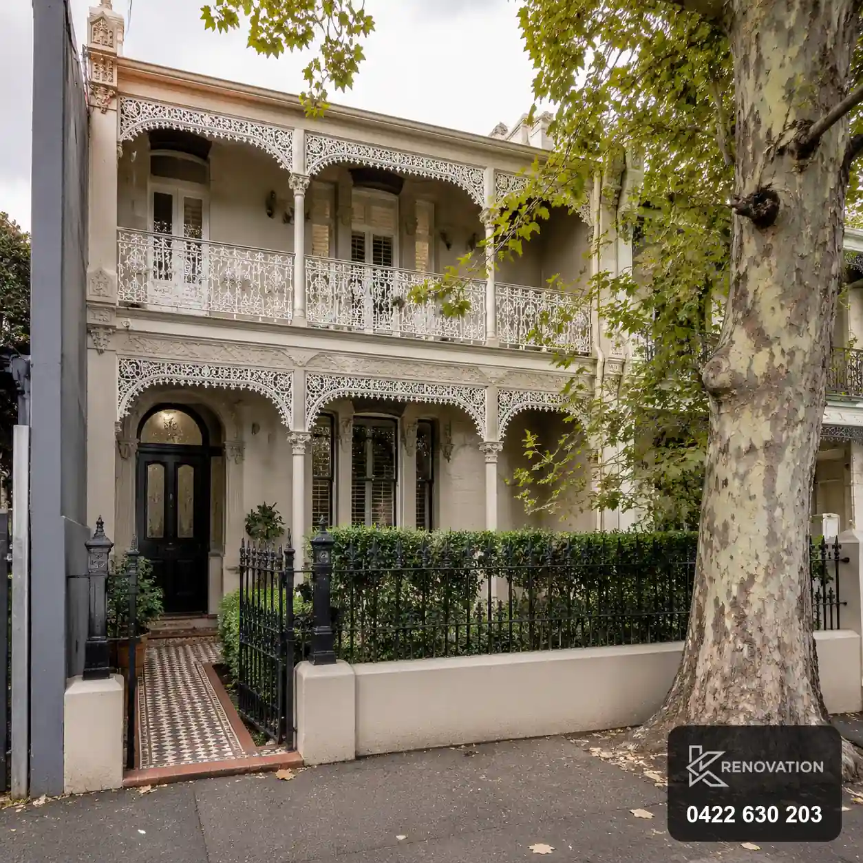 Restored Victorian terrace frontage in Yarraville by KRenovation