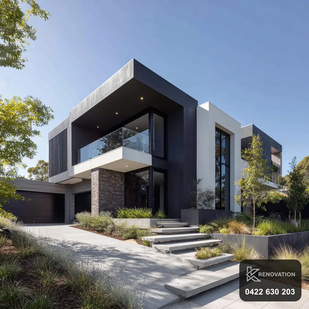Two-storey angular home extension keeping the garden by KRenovation