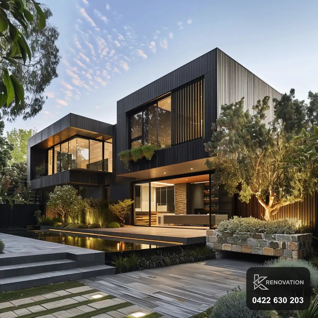Renovated dark-cladding two-storey home near Spotswood by KRenovation