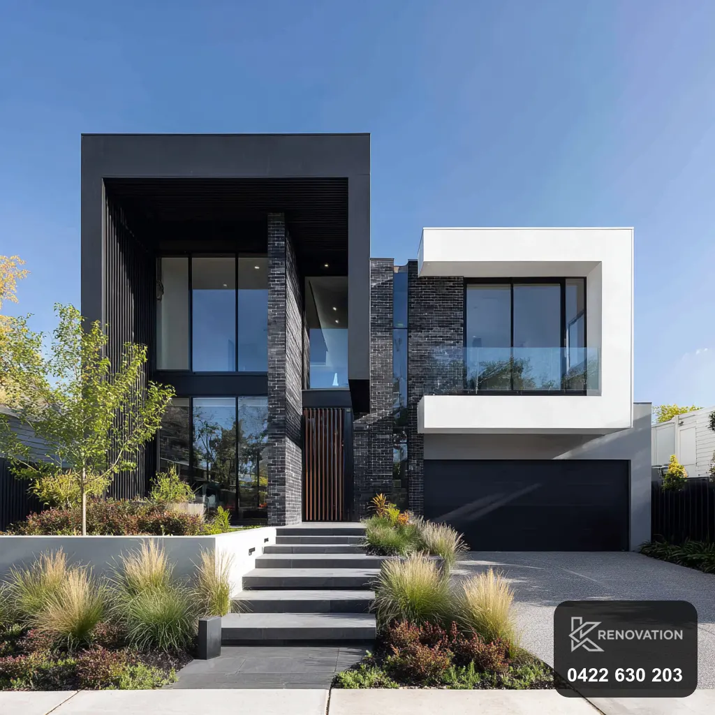 Single-storey home extended out with large glazing by KRenovation