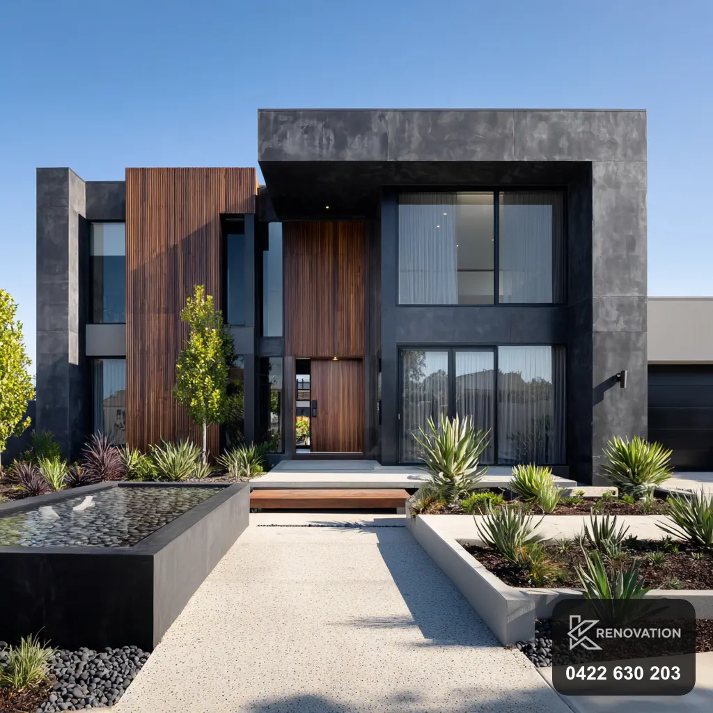 Renovated home exterior with landscaped courtyard near Seddon by KRenovation