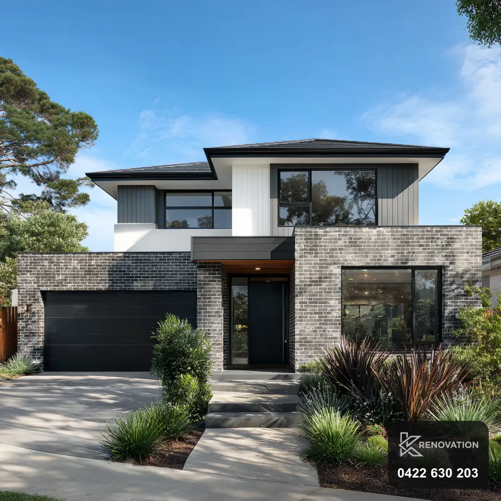 Home renovations Point Cook — modern two-storey home with large glazing by KRenovation