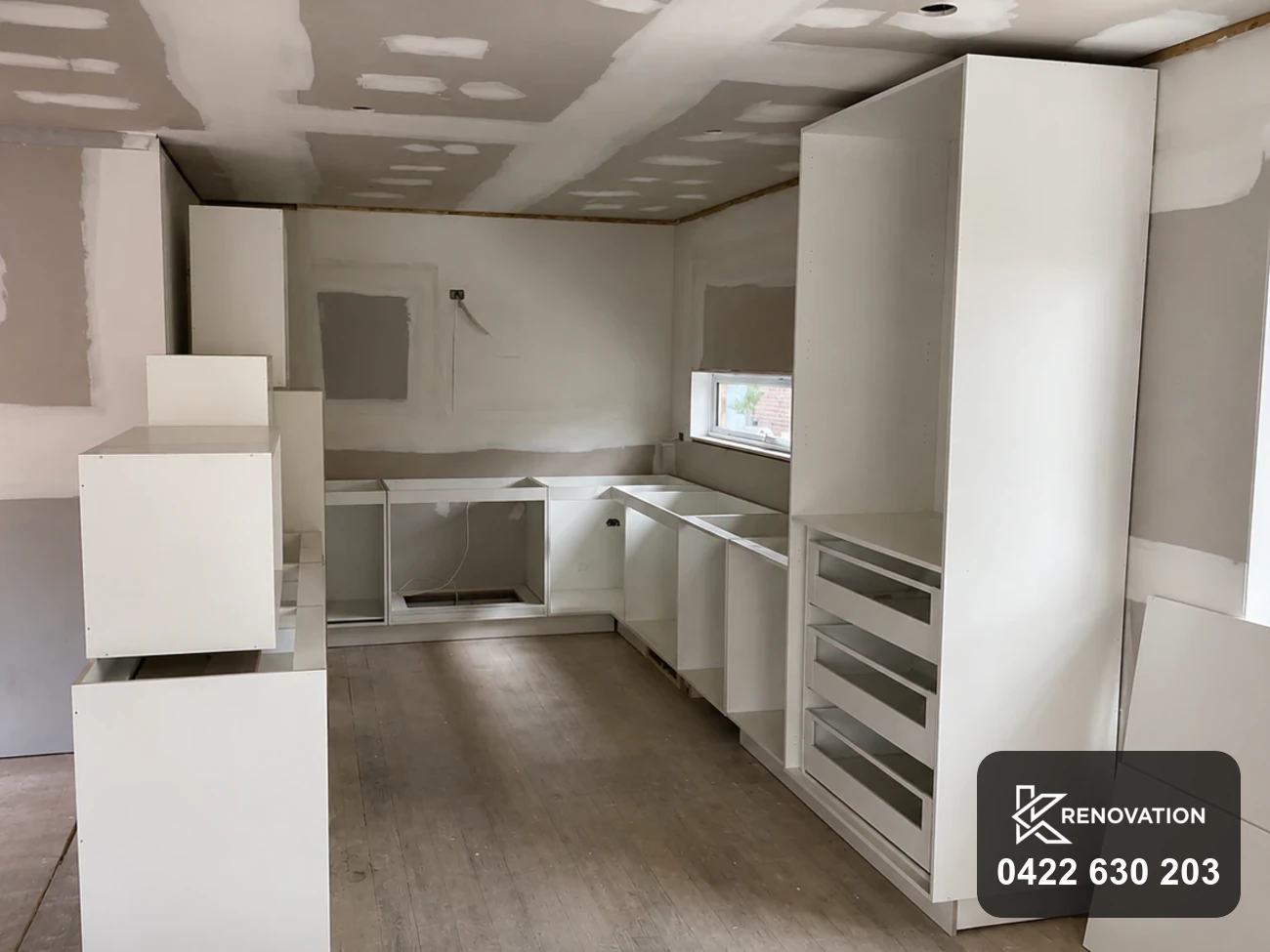 Cabinetry going into the renovated Bulleen kitchen