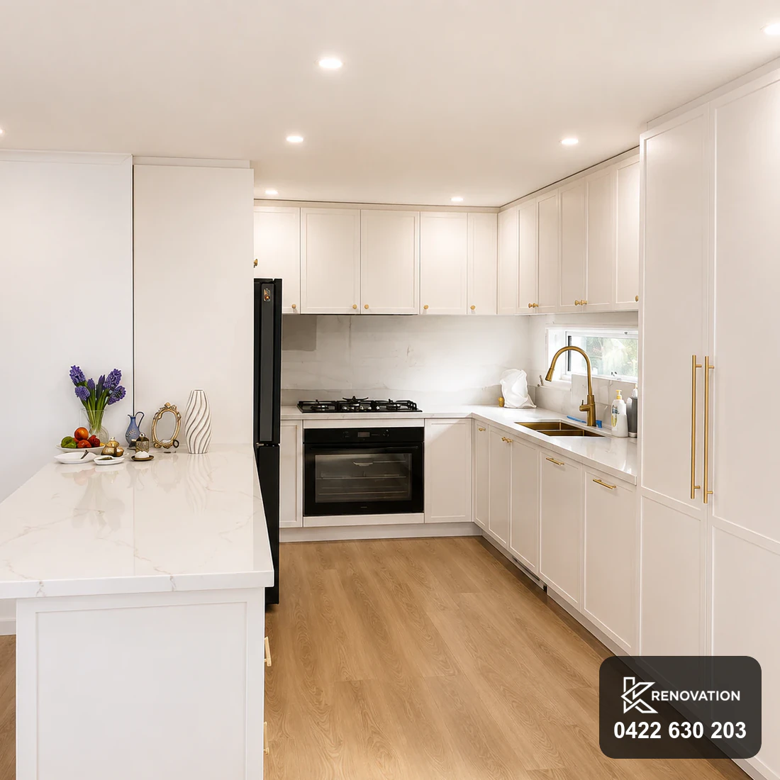 Custom cabinetry to the ceiling in the Bulleen renovation