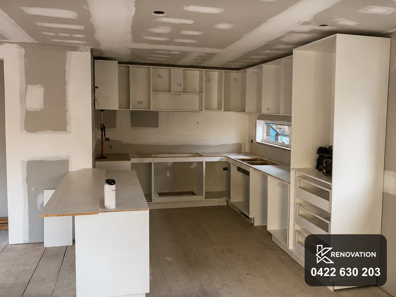 Kitchen fit-out underway in the Bulleen renovation