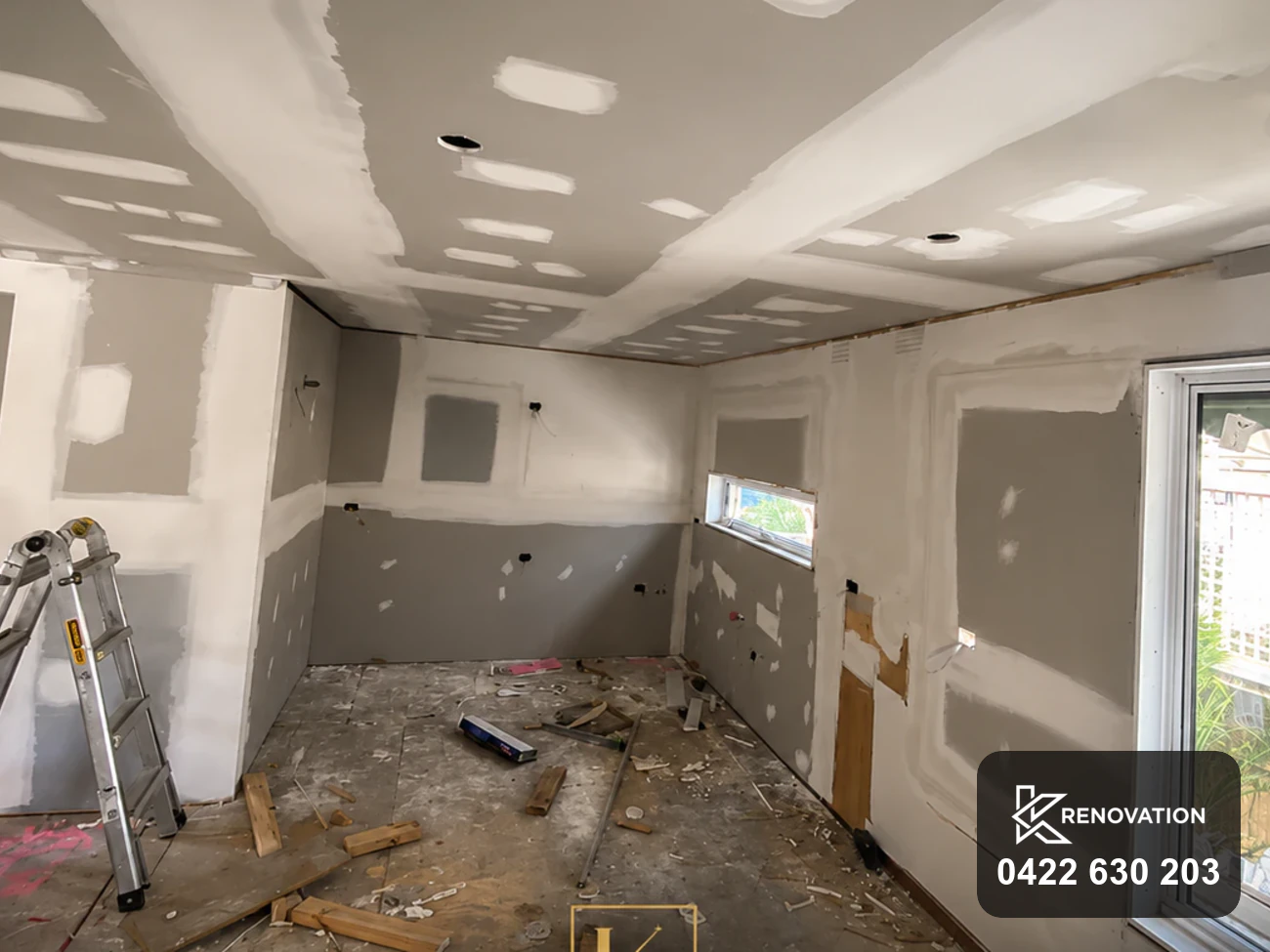 New windows and fresh plaster during the Bulleen home renovation