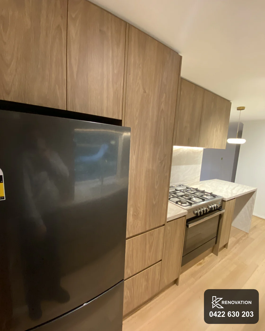 Full height storage in the finished Essendon kitchen renovation